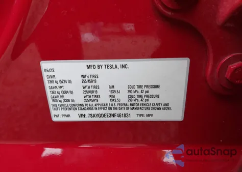 2022 Tesla Model Y Long Range Dual Motor All-Wheel Drive from USA, damaged, VIN 7SAYGDEE3NF461831